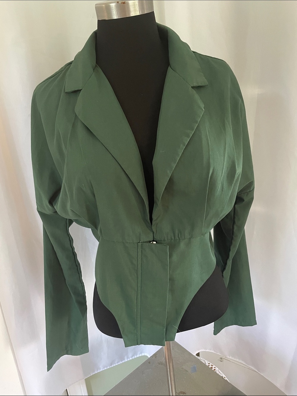 SHEIN Women’s Dark Green Tailored Cropped Jacket Size L PIT to PIT 29, Length 23